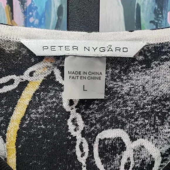 Peter Nygard Chain Sweater with Crochet Sleeves - Picture 3 of 5